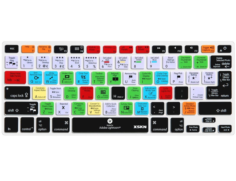 XSKN Adobe Lightroom Shortcuts Keyboard Skin Hot Keys LR Keyboard Cover for MacBook Air 13 & MacBook Pro 13 15 17, Retina (US / European ISO Keyboard) - Image 1